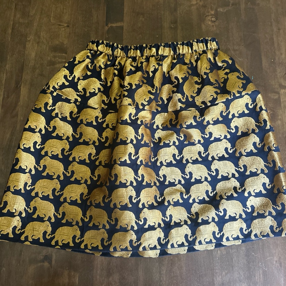 J Crew Crewcuts Skirt Girls Size 14 Elephant Parade Gold Party‎ Fancy NEW 🐘